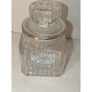 Vintage KOEZE Drugstore Glass Jar Apothecary Candy Canister Lidded 7 1/2" Tall